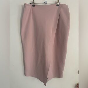 ASOS Pink Midi Pencil Skirt Asymmetrical